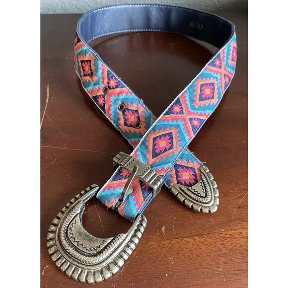 Vtg Southwest Western Belt Aztec Cowgirl rodeo Women 7 Indian Nuovo Boho Pink - Picture 1 of 8